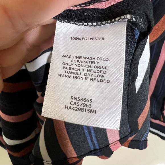 Halogen Womens Black Multicolor Stripe Button Up Blouse Shirt Size XL - Picture 10 of 10